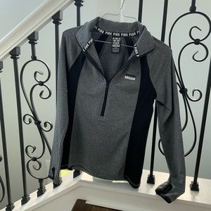 Grey & Black quarter zip PINK Victoria Secret long sleeve